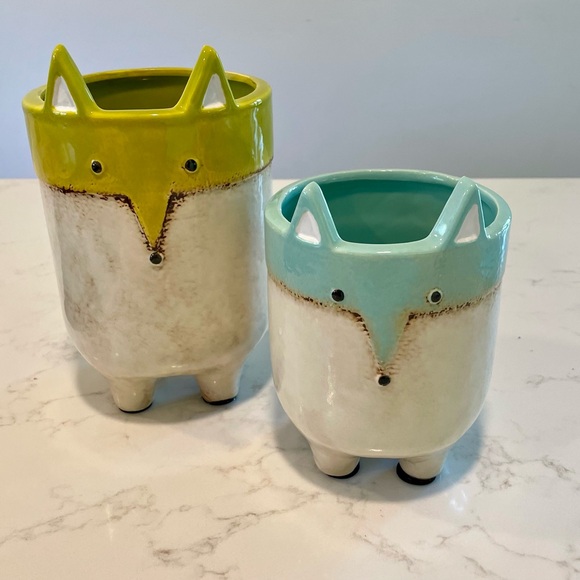 New The Fox Ceramic Succulent Mini Animal Planter Pot blue artistic 🪴 was $70 - Picture 4 of 10